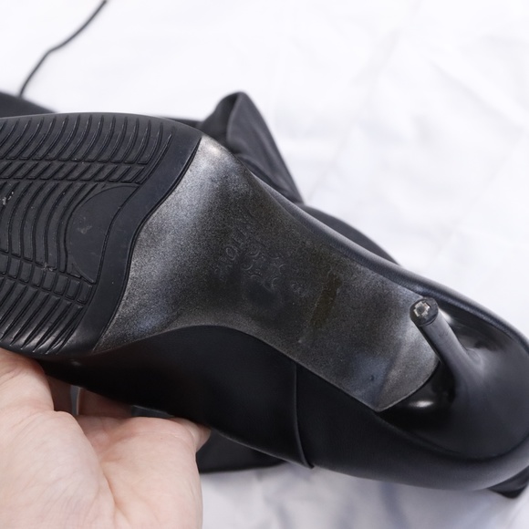 Paolini Designer Leather pointed toe high heel black over the knee boots US 8 - Picture 12 of 16